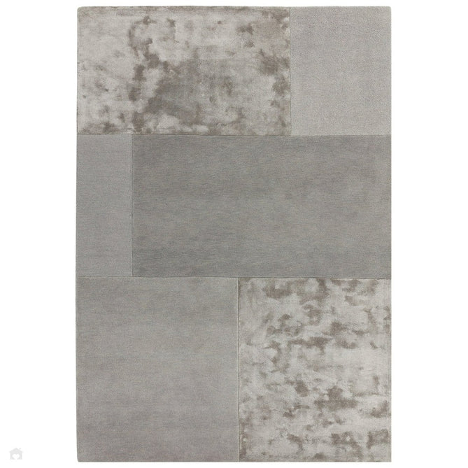 Tate Modern Plain Geometric Tonal Textures Hand-Carved High-Density Wool&Viscose Silver Rug-Asiatic Carpets-Rug Love - The Most Loved Rug Store