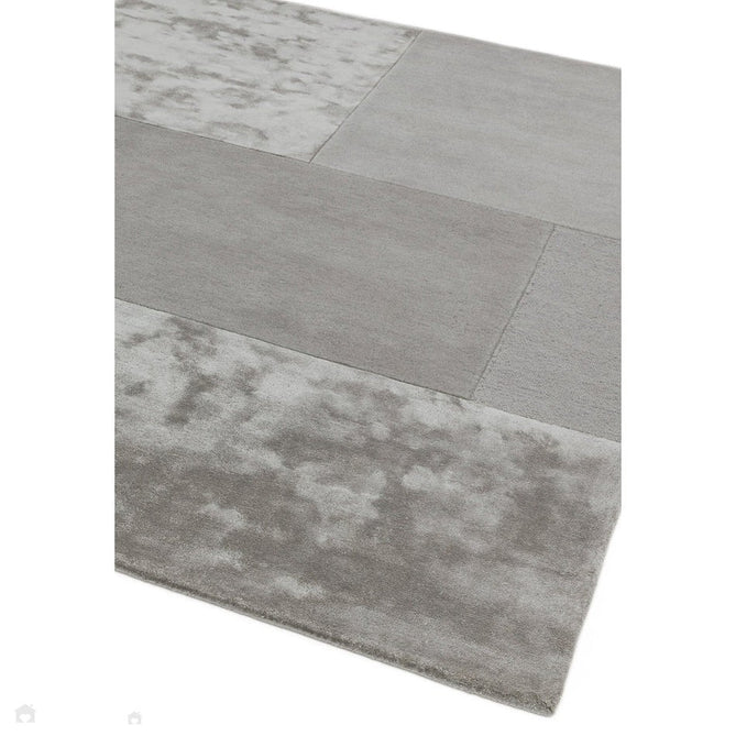 Tate Modern Plain Geometric Tonal Textures Hand-Carved High-Density Wool&Viscose Silver Rug-Asiatic Carpets-Rug Love - The Most Loved Rug Store