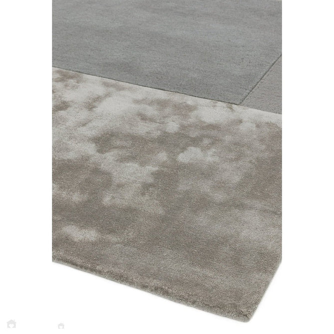 Tate Modern Plain Geometric Tonal Textures Hand-Carved High-Density Wool&Viscose Silver Rug-Asiatic Carpets-Rug Love - The Most Loved Rug Store