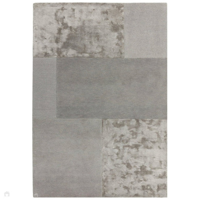 Tate Modern Plain Geometric Tonal Textures Hand-Carved High-Density Wool&Viscose Silver Rug-Asiatic Carpets-Rug Love - The Most Loved Rug Store