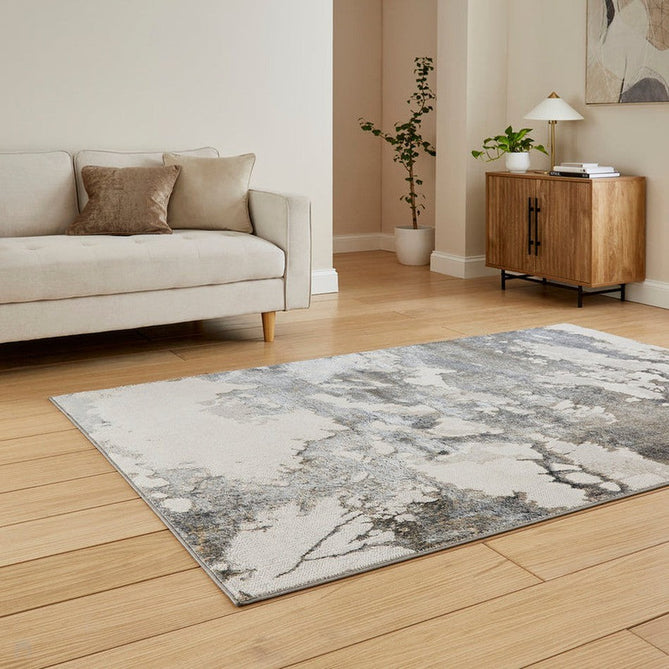 Tidal TL447 Modern Abstract Distressed Metallic Shimmer Soft Smooth Textured Polyester Flatpile Silver/Dark Grey Rug-Think Rugs-Rug Love - The Most Loved Rug Store