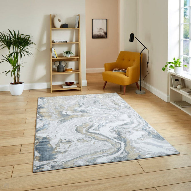 Tidal TL837 Modern Abstract Distressed Metallic Shimmer Soft Smooth Textured Polyester Flatpile Silver/Beige Rug-Think Rugs-Rug Love - The Most Loved Rug Store