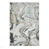 Tidal TL837 Modern Abstract Distressed Metallic Shimmer Soft Smooth Textured Polyester Flatpile Silver/Beige Rug