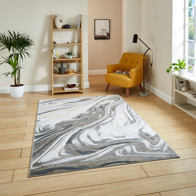 Tidal TL841 Modern Abstract Distressed Metallic Shimmer Soft Smooth Textured Polyester Flatpile Silver Rug-Think Rugs-Rug Love - The Most Loved Rug Store