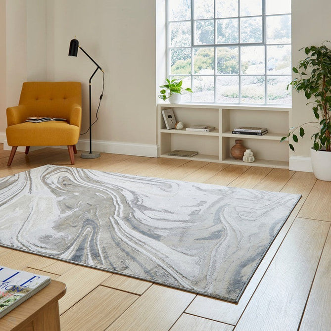 Tidal TL841 Modern Abstract Distressed Metallic Shimmer Soft Smooth Textured Polyester Flatpile Silver Rug-Think Rugs-Rug Love - The Most Loved Rug Store