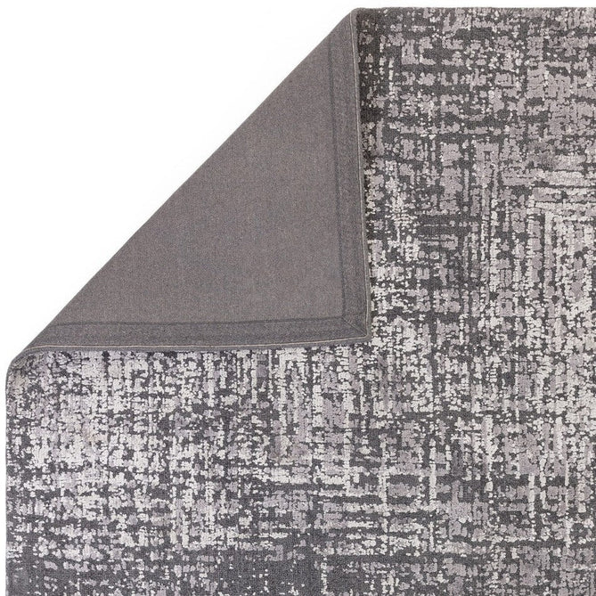 Torino Modern Abstract Distressed Shimmer Tonal Textured Hi-Low Soft Wool Loop & Viscose Flatweave Charcoal Grey/Silver Rug-Asiatic Carpets-Rug Love - The Most Loved Rug Store