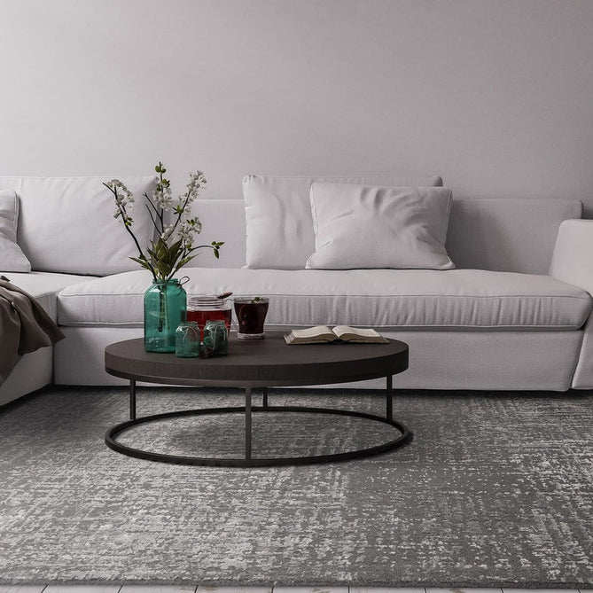 Torino Modern Abstract Distressed Shimmer Tonal Textured Hi-Low Soft Wool Loop & Viscose Flatweave Charcoal Grey/Silver Rug-Asiatic Carpets-Rug Love - The Most Loved Rug Store