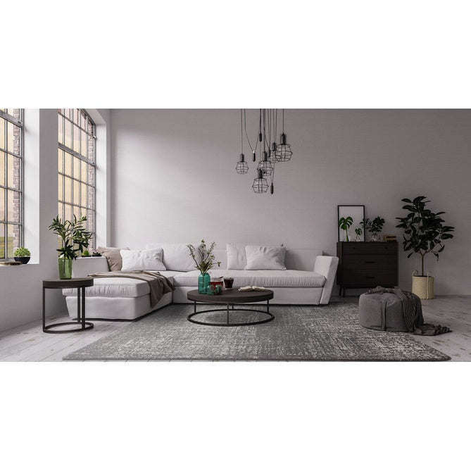 Torino Modern Abstract Distressed Shimmer Tonal Textured Hi-Low Soft Wool Loop & Viscose Flatweave Charcoal Grey/Silver Rug-Asiatic Carpets-Rug Love - The Most Loved Rug Store