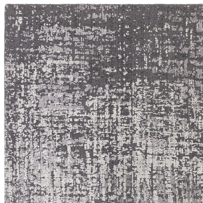 Torino Modern Abstract Distressed Shimmer Tonal Textured Hi-Low Soft Wool Loop & Viscose Flatweave Charcoal Grey/Silver Rug-Asiatic Carpets-Rug Love - The Most Loved Rug Store