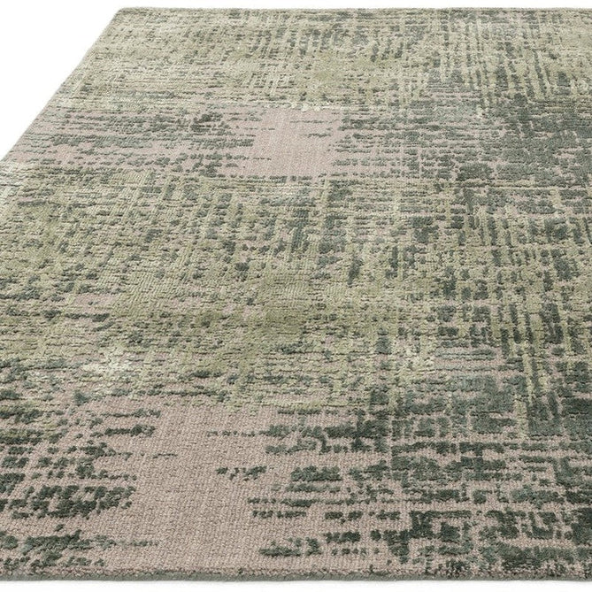 Torino Modern Abstract Distressed Shimmer Tonal Textured Hi-Low Soft Wool Loop & Viscose Flatweave Forest Green Rug-Asiatic Carpets-Rug Love - The Most Loved Rug Store