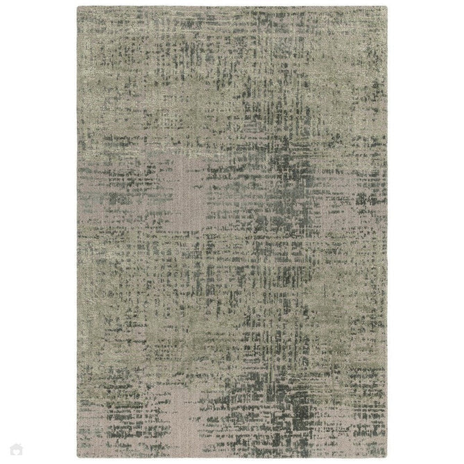 Torino Modern Abstract Distressed Shimmer Tonal Textured Hi-Low Soft Wool Loop & Viscose Flatweave Forest Green Rug-Asiatic Carpets-Rug Love - The Most Loved Rug Store