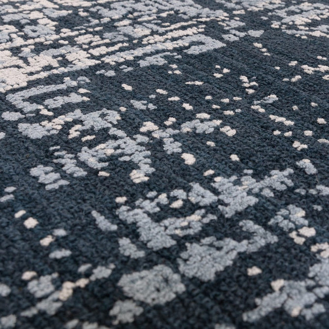 Torino Modern Abstract Distressed Shimmer Tonal Textured Hi-Low Soft Wool Loop & Viscose Flatweave Petrol Blue Rug-Asiatic Carpets-Rug Love - The Most Loved Rug Store