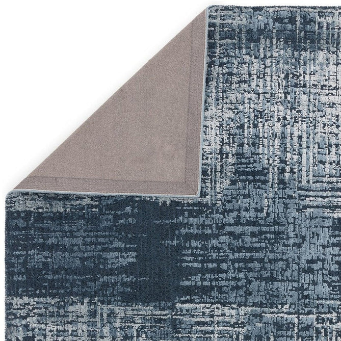 Torino Modern Abstract Distressed Shimmer Tonal Textured Hi-Low Soft Wool Loop & Viscose Flatweave Petrol Blue Rug-Asiatic Carpets-Rug Love - The Most Loved Rug Store