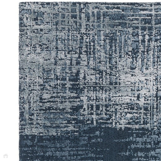 Torino Modern Abstract Distressed Shimmer Tonal Textured Hi-Low Soft Wool Loop & Viscose Flatweave Petrol Blue Rug-Asiatic Carpets-Rug Love - The Most Loved Rug Store