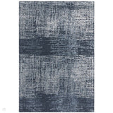 Torino Modern Abstract Distressed Shimmer Tonal Textured Hi-Low Soft Wool Loop & Viscose Flatweave Petrol Blue/Silver/Off White Rug