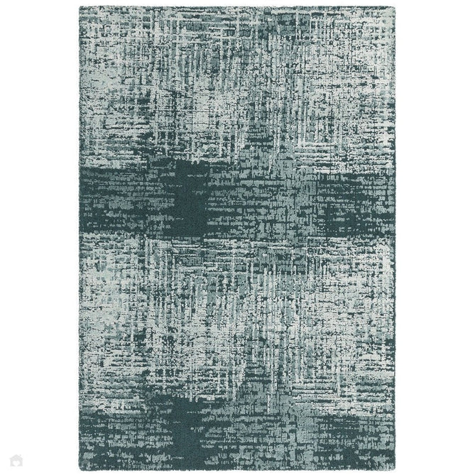 Torino Modern Abstract Distressed Shimmer Tonal Textured Hi-Low Soft Wool Loop & Viscose Flatweave Teal Green Rug-Asiatic Carpets-Rug Love - The Most Loved Rug Store