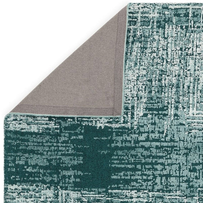 Torino Modern Abstract Distressed Shimmer Tonal Textured Hi-Low Soft Wool Loop & Viscose Flatweave Teal Green Rug-Asiatic Carpets-Rug Love - The Most Loved Rug Store