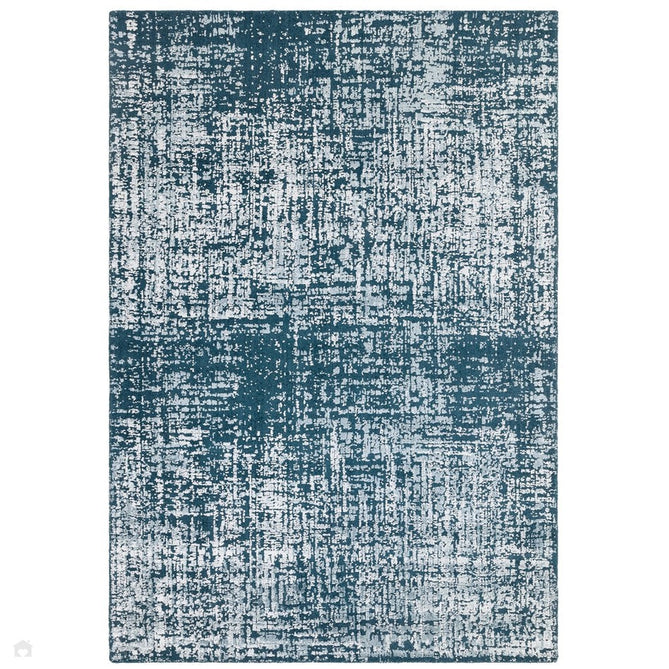 Torino Modern Abstract Distressed Shimmer Tonal Textured Hi-Low Soft Wool Loop & Viscose Flatweave Teal Green Rug-Asiatic Carpets-Rug Love - The Most Loved Rug Store