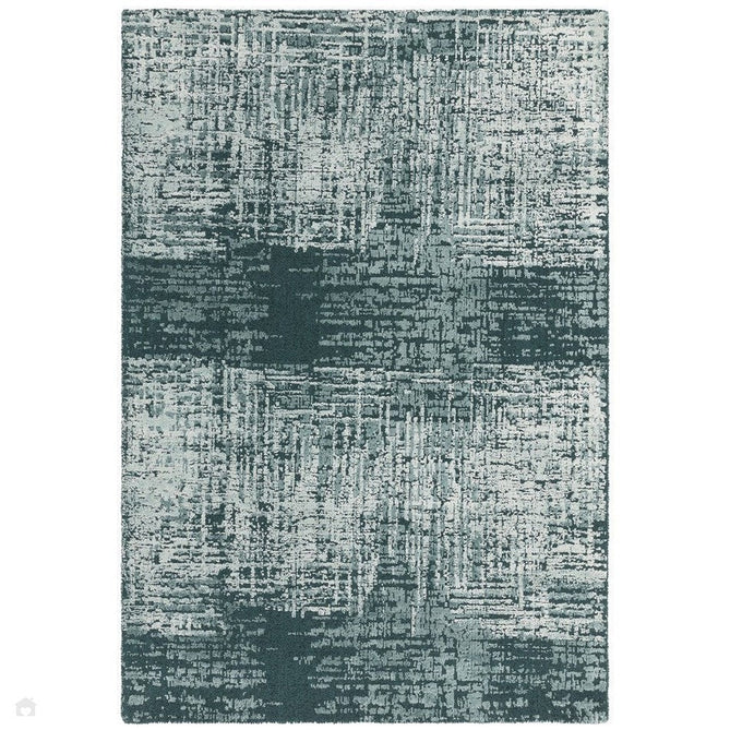 Torino Modern Abstract Distressed Shimmer Tonal Textured Hi-Low Soft Wool Loop & Viscose Flatweave Teal Green Rug-Asiatic Carpets-Rug Love - The Most Loved Rug Store