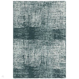 Torino Modern Abstract Distressed Shimmer Tonal Textured Hi-Low Soft Wool Loop & Viscose Flatweave Teal Green/Cream/Grey Rug