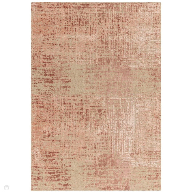 Torino Modern Abstract Distressed Shimmer Tonal Textured Hi-Low Soft Wool Loop & Viscose Flatweave Terracotta/Soft Taupe/Soft Pink Rug-Asiatic Carpets-Rug Love - The Most Loved Rug Store