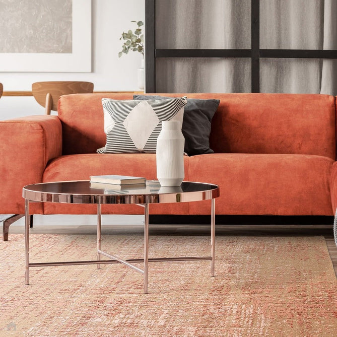 Torino Modern Abstract Distressed Shimmer Tonal Textured Hi-Low Soft Wool Loop & Viscose Flatweave Terracotta/Soft Taupe/Soft Pink Rug-Asiatic Carpets-Rug Love - The Most Loved Rug Store