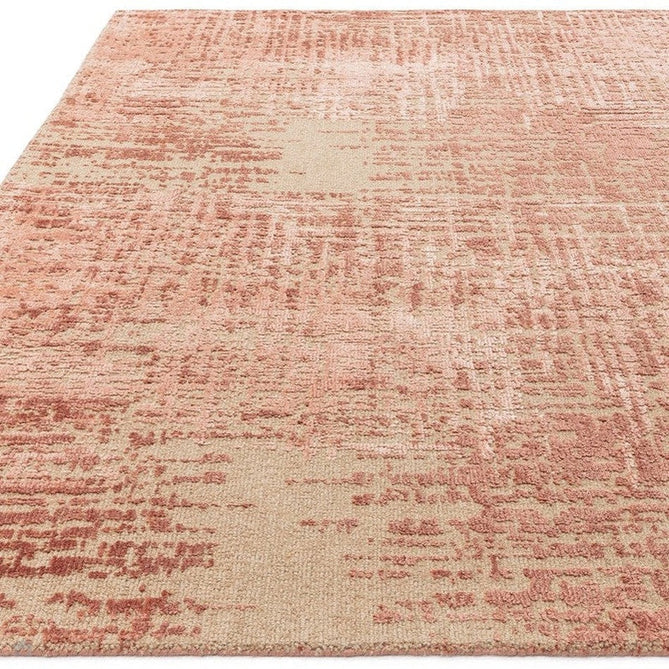 Torino Modern Abstract Distressed Shimmer Tonal Textured Hi-Low Soft Wool Loop & Viscose Flatweave Terracotta/Soft Taupe/Soft Pink Rug-Asiatic Carpets-Rug Love - The Most Loved Rug Store