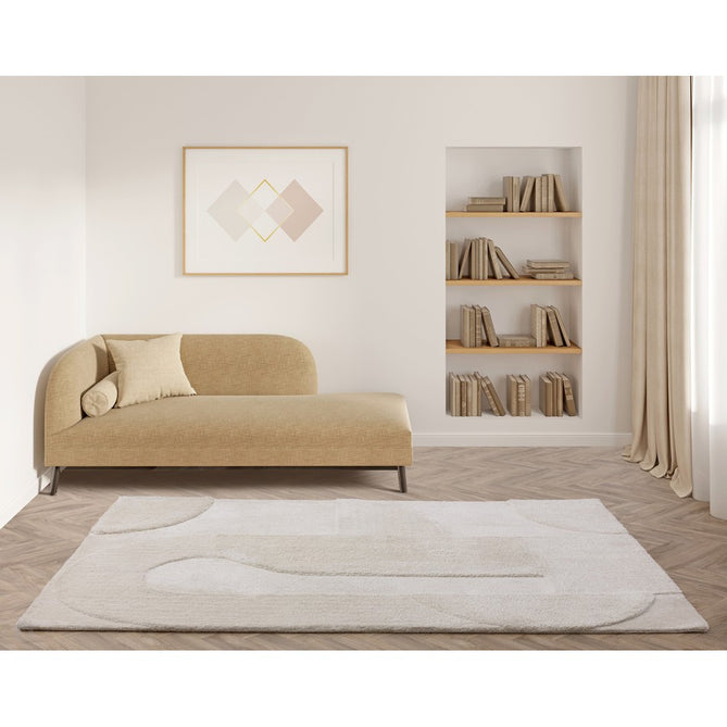 Tova Modern Plain Carved Geometric Hi-Low Textured Soft-Touch Polyester Ivory Rug-Asiatic Carpets-Rug Love - The Most Loved Rug Store