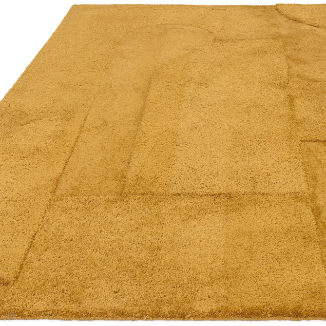 Tova Modern Plain Carved Geometric Hi-Low Textured Soft-Touch Polyester Ochre Yellow Rug-Asiatic Carpets-Rug Love - The Most Loved Rug Store