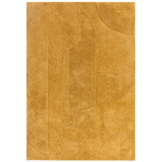 Tova Modern Plain Carved Geometric Hi-Low Textured Soft-Touch Polyester Ochre Yellow Rug-Asiatic Carpets-Rug Love - The Most Loved Rug Store