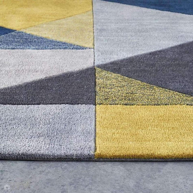 Trio Modern Geometric Triangles Hand-Carved Soft Blue/Ochre/Multicolour Rug-Origins-Rug Love - The Most Loved Rug Store