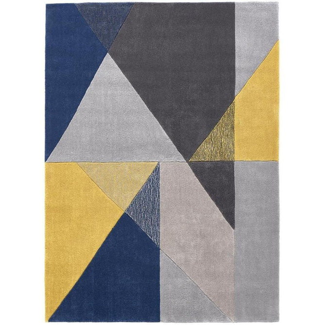 Trio Modern Geometric Triangles Hand-Carved Soft Blue/Ochre/Multicolour Rug-Origins-Rug Love - The Most Loved Rug Store