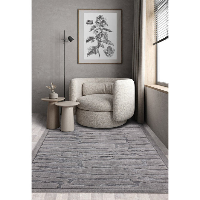 Valley Path Scandinavian Carved 3D Hi-Low Flatweave Charcoal Grey/Grey Rug-Asiatic Carpets-Rug Love - The Most Loved Rug Store