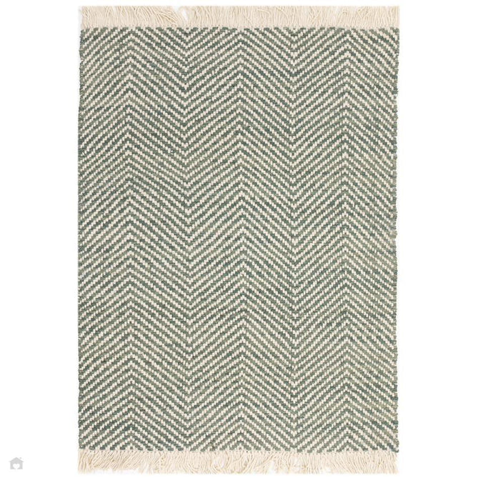 Vigo Modern Geometric Zig Zag Hand-Woven Jute Mix Soft-Touch Boho Flatweave Green/Cream Rug 200x290 cm-Shop Returns-Rug Love - The Most Loved Rug Store