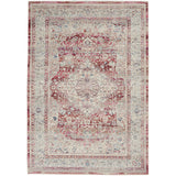 Vintage Kashan VKA07 Traditional Persian Vintage Distressed Shimmer Floral Medallion Ornate Border Durable Flatweave Red/Ivory Rug