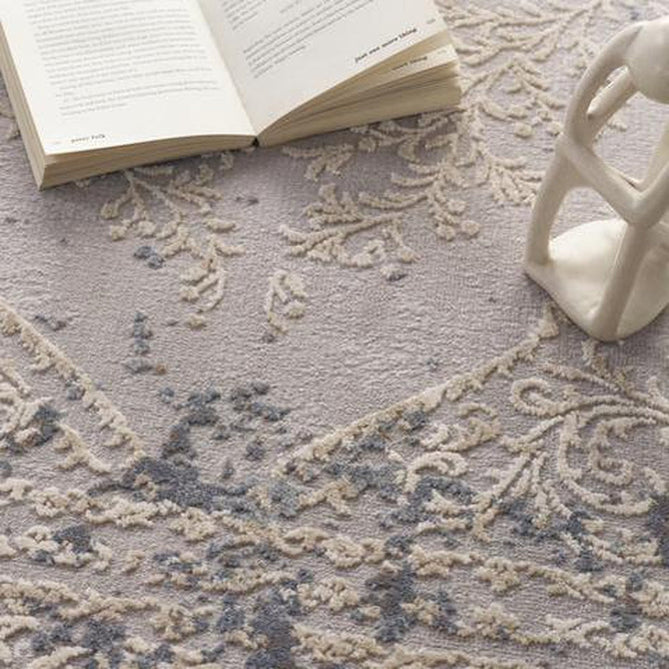 Vintage Traditional Distressed Medallion Hand-Carved Hi-Low Textured Soft Blue/Grey Rug-Origins-Rug Love - The Most Loved Rug Store