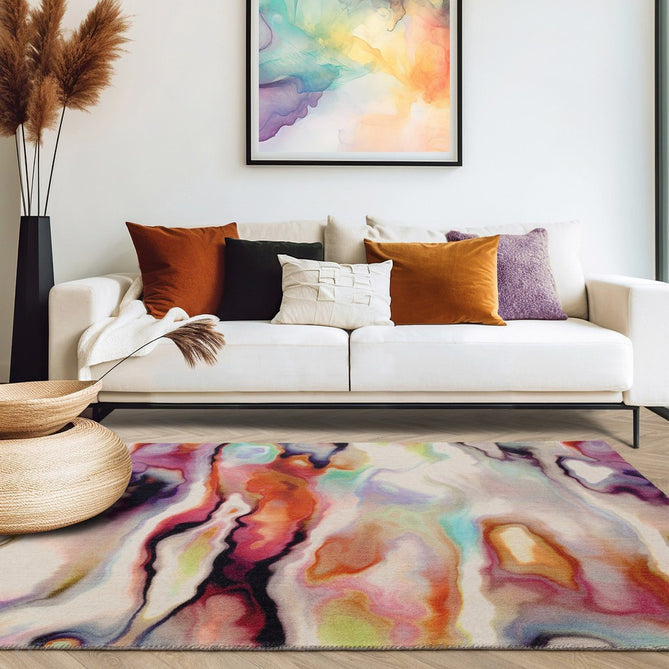 Vision Impression Modern Abstract Hand-Woven Printed Wool Flat-Pile Multicolour Rug-Asiatic Carpets-Rug Love - The Most Loved Rug Store