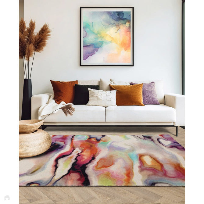 Vision Impression Modern Abstract Hand-Woven Printed Wool Flat-Pile Multicolour Rug-Asiatic Carpets-Rug Love - The Most Loved Rug Store