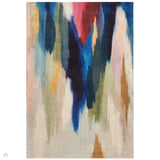 Vision Pigment Modern Abstract Hand-Woven Printed Wool Low Profile Short Pile Multicolour Rug