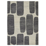 Vista Retro Modern Abstract Hand-Woven Ribbed Textured Cream/Charcoal Grey Rug