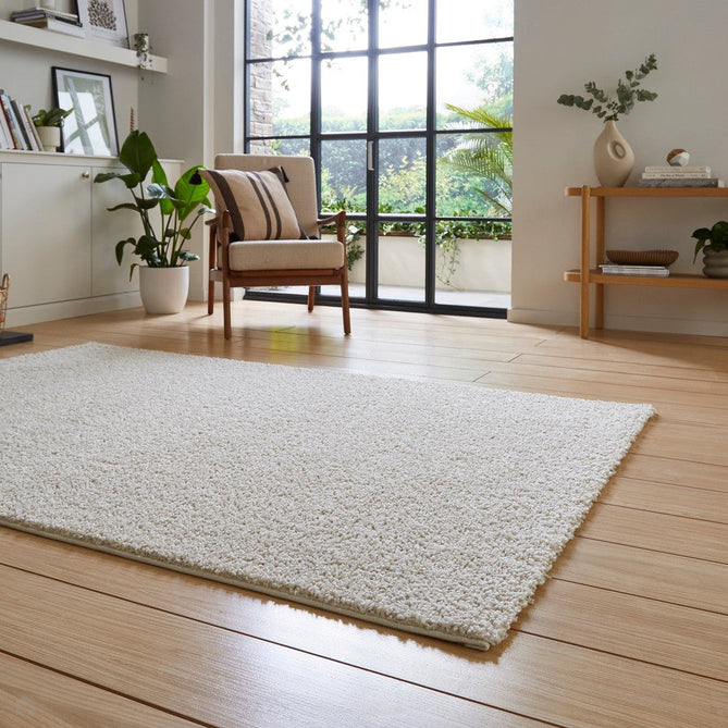 Washable Bali 950 Modern Plain Sleek Low Profile Shaggy Cream Rug-Think Rugs-Rug Love - The Most Loved Rug Store