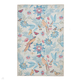 Washable Catherine Lansfield Amaya Tropical Birds Blue Lightweight Printed Polyester Flatweave Rug