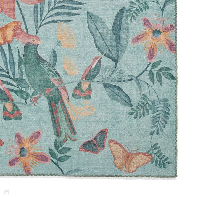 Washable Catherine Lansfield Amaya Tropical Birds Green Flatweave Rug-Think Rugs-Rug Love - The Most Loved Rug Store