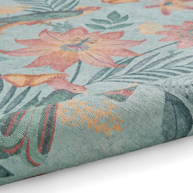 Washable Catherine Lansfield Amaya Tropical Birds Green Flatweave Rug-Think Rugs-Rug Love - The Most Loved Rug Store