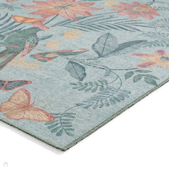 Washable Catherine Lansfield Amaya Tropical Birds Green Flatweave Rug-Think Rugs-Rug Love - The Most Loved Rug Store