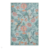 Washable Catherine Lansfield Amaya Tropical Birds Green Lightweight Printed Polyester Flatweave Rug