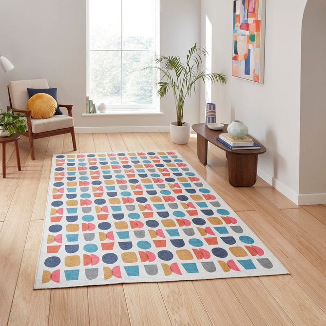 Washable Catherine Lansfield Connect Geo Modern Geometric Multicolour Flatweave Rug-Think Rugs-Rug Love - The Most Loved Rug Store