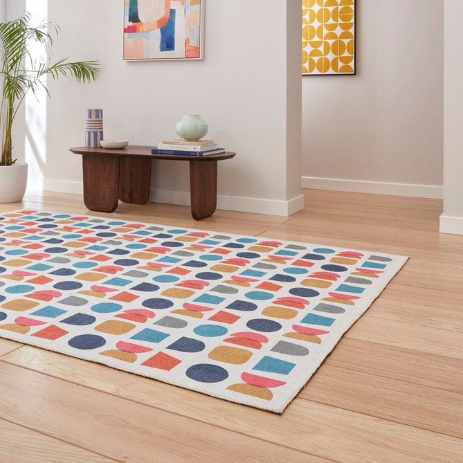 Washable Catherine Lansfield Connect Geo Modern Geometric Multicolour Flatweave Rug-Think Rugs-Rug Love - The Most Loved Rug Store