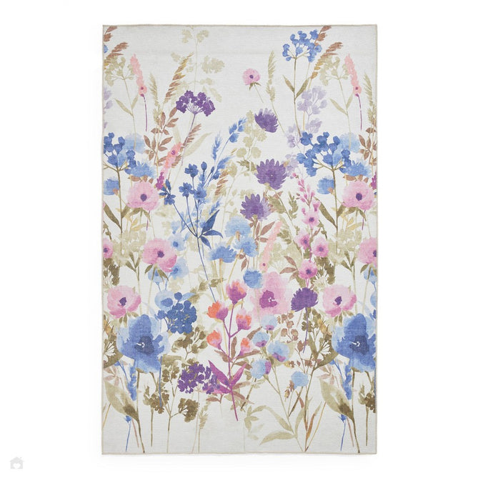 Washable Catherine Lansfield Country Floral Purple Flatweave Rug-Think Rugs-Rug Love - The Most Loved Rug Store