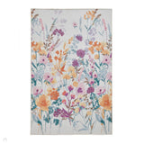 Washable Catherine Lansfield Country Floral Yellow Lightweight Printed Polyester Flatweave Rug